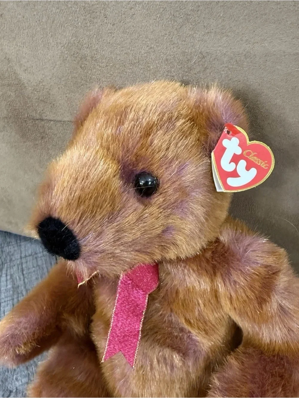 TY Taffybeary Teddy Bear with Red Bow